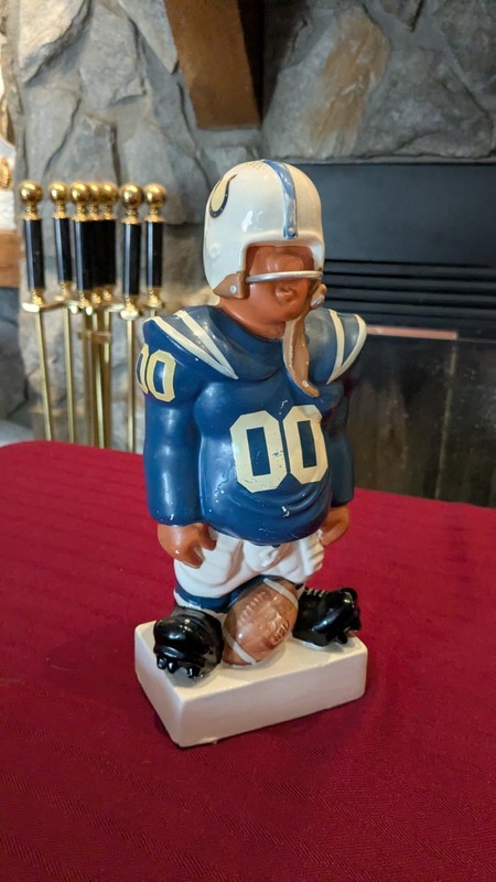 Vintage 1950s Baltimore Colts Ceramic Bank Football Player Statue by Fred Kail