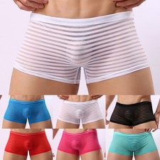 Hombres Sexy Malla Transparente Calzoncillos Boxer Ropa Interior Calzoncillos Sin Costuras Transparente Pantalones Cortos