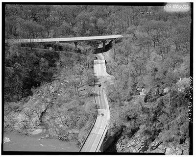 95. AERIAL VIEW GLEBE RD. BRIDGE WEST END CHAIN BRIDGE LOOKING SOUTHWEST. -