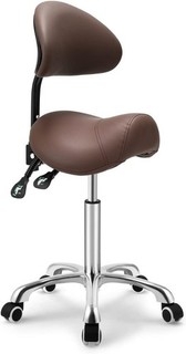 Ergonomic Saddle Stool for Auction Backrest Wheels Adjustable Brown PU Leather