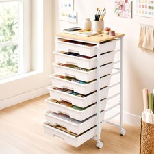 Rolling Storage Cart with 8 Drawers, Utility Cart on Lockable Wheels