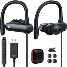 USB Headphone with Over Ear Hook for PC Computer,8.2FT Wired Earbuds with Mut...