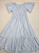 In Loom Light Blue Womens Boho Maxi Dress Size Small Fairy Flowy Flutter Sleeves