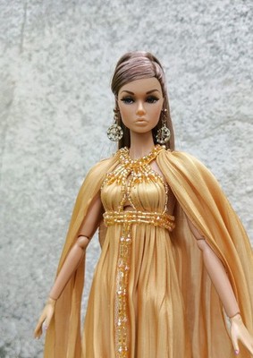 Cleopatra Gold Shimmer Dress, Exclusive Handmade, Fits Barbie FR Poppy Parker NF