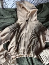 Beige Sparkly Zip Up Hoodie