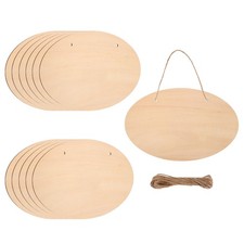 9"x6" Unfinished Hanging Wood Sign Blank with Ropes, Style 7, Pack of 12