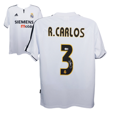 Real Madrid R.Carlos 背番号3 シャツ ロベルト・カルロス Roberto Carlos Signed Real Madrid Soccer Jersey #3 with Beckett