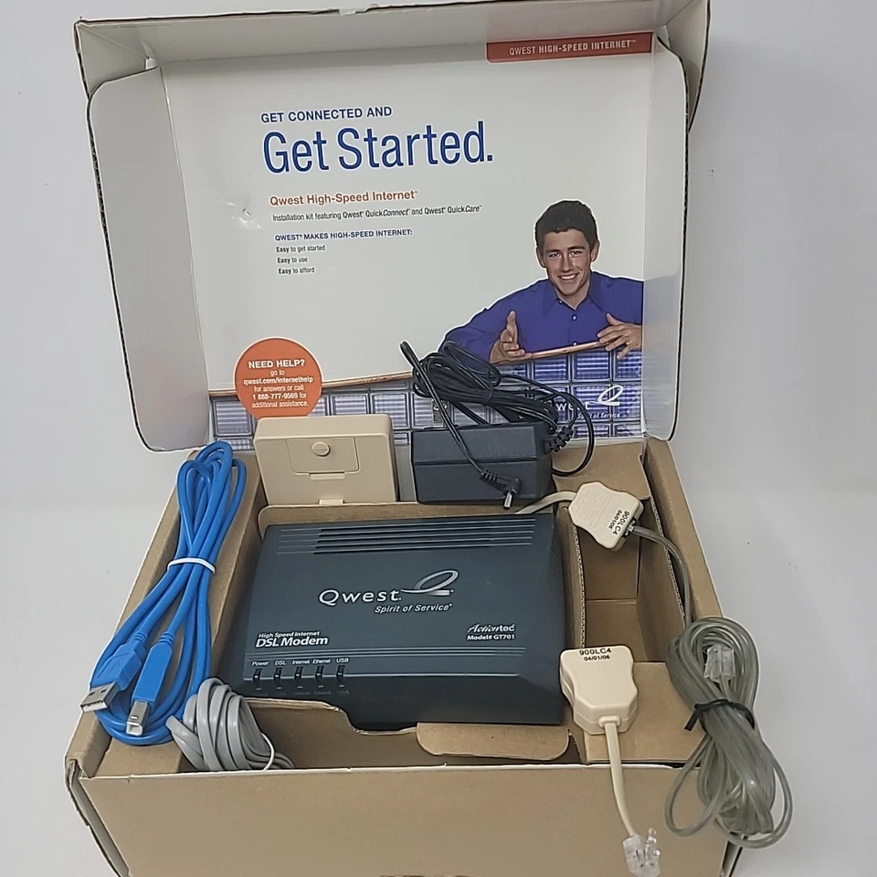 Actiontec Qwest High Speed DSL Internet Modem Ethernet Model# GT701 Complete Box - Image 2 of 4