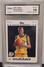 Kevin Durant Seattle Supersonics 2007 Topps Basketball #2 RC Rookie Card GMA 10. rookie card picture