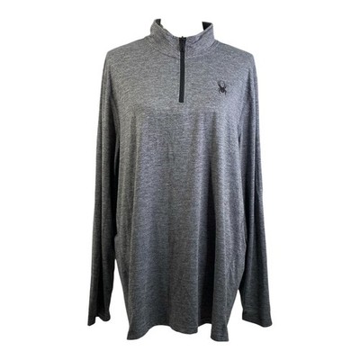 Spyder Pro Web Base Layer Mens XXL Gray Quarter Zip Pullover Zip Pocket