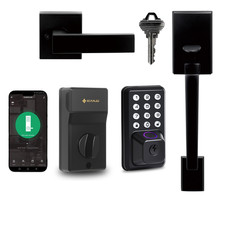 Smart Fingerprint Deadbolt with Handle set, Built-in App Remote  Voice Guidance