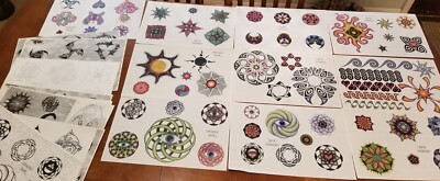 SPB Design Tattoo Flash 35 Sheets Geometric Tribal Sun Flowers Mandala Color B/W