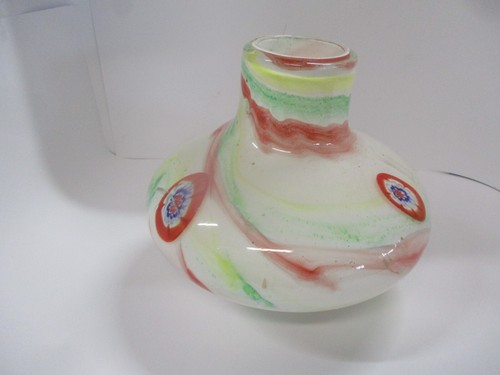 Vintage Art Glass Millefiori Vase 7.5”
