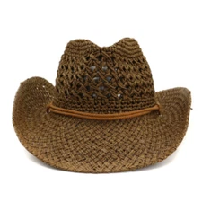 Western cowboy handmade straw hat top hat female outdoor seaside beach Sun hat