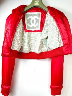 Chanel Vintage 2003 Red Sport Logo Bomber Jacket 34 36 38 2 Chanel Vintage 2003 Red Sport Logo Bomber Jacket 34 36 38 2