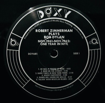 Robert Zimmerman Plays Bob Dylan Studio Recordings~Near Mint