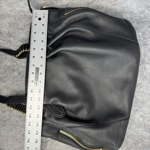 Bolso de Hombro Wilson Cuero Negro Bolso de Mano Cadena Dorada Correas Grandes Guijarro - Imagen 12 de 14