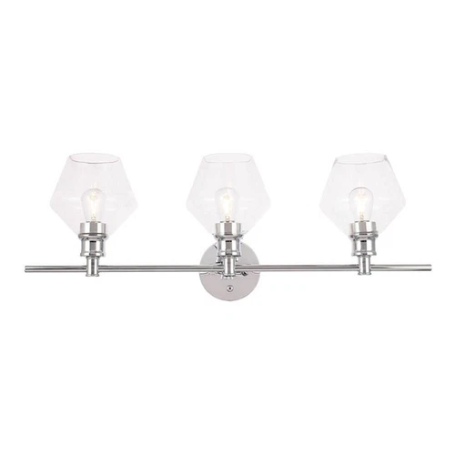 Living District Gene 3-Light Metal Wall Sconce in Chrome and Clear Glass - Picture 1 of 3
