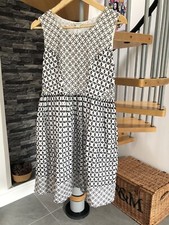 Monsoon Pretty Embroidered Broderie Anglaise Tea Dress, Navy/White, Size 10