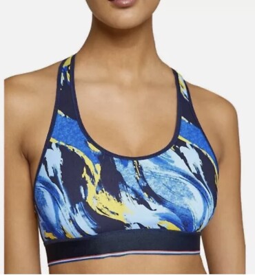 FOURLAPS Circuit Sports Bra Twisted Acrylic Cerulean Size Medium Blue Yellow