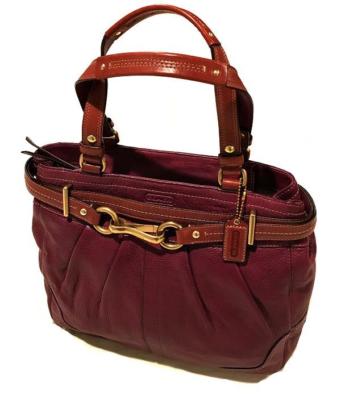 MINT Coach Hamptons Purple Berry Leather Carryall Tote Bag Purse
