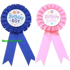 Birthday Girl Boy Award Ribbon Rosette Badge Pin Children Birthday Honour Badge 