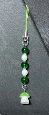 Cell Phone Charm Strap Dangle GREEN MUSHROOM iphone Android Accessory