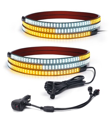 2PCS 70'' Running Board Lights LED Emergency Strobe Lights Strip For Pickup Truck