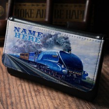 Personalised Tobacco Pouch Mallard Baccy Wallet Steam Train Dad Gift His MS01