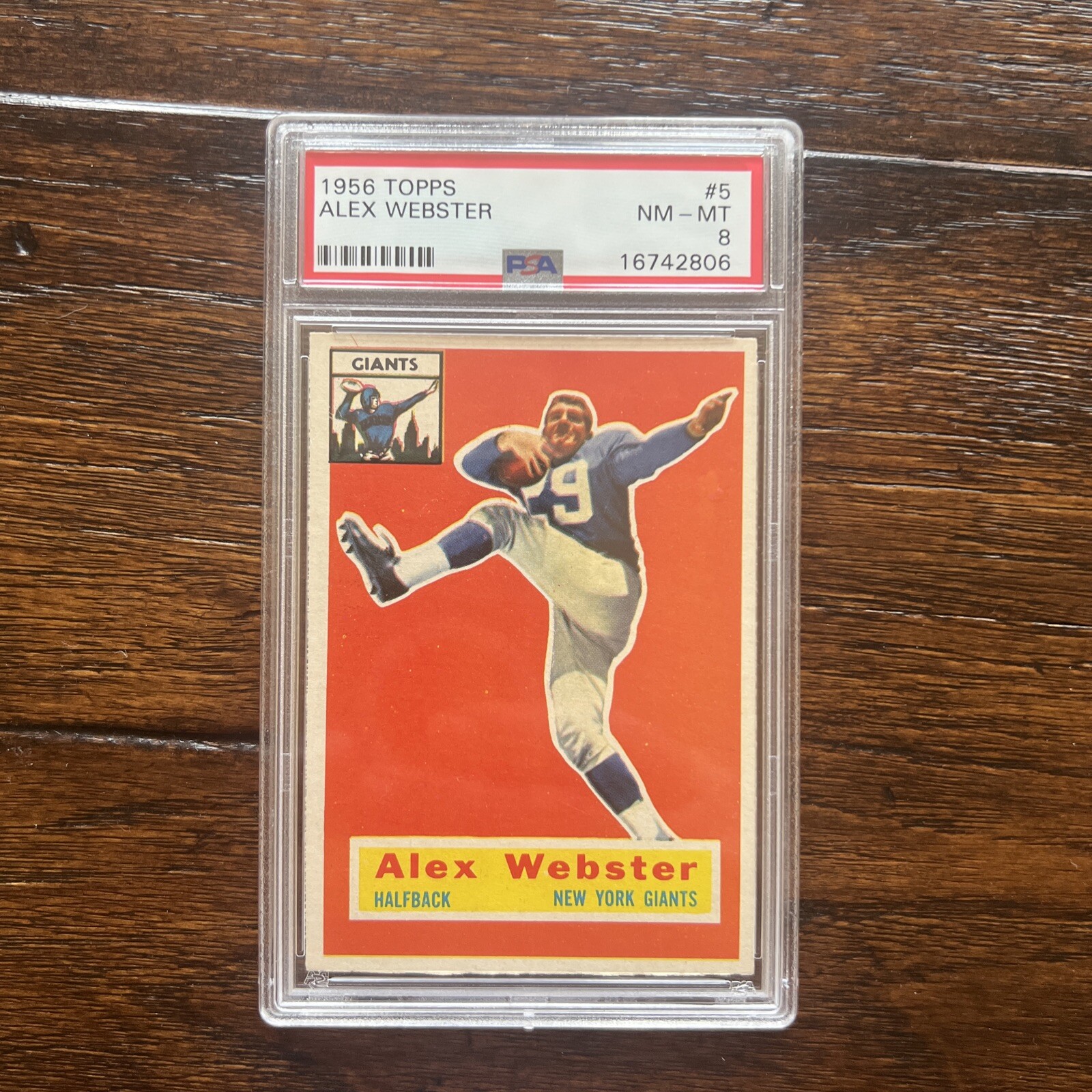 1956 Topps Football Card# 5 Alex Webster PSA 8