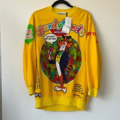 Moschino Dandy Candy Sweatshirt Yellow Graphic Tiger Print Tutti