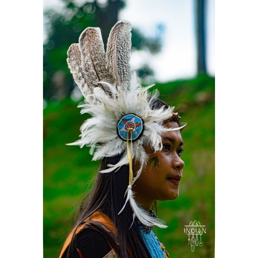 White Indian bandana Headband Indian Headdress Handmade made  display picture 2