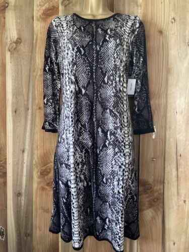 š¤NINE WEST GRAU BUNT SCHLANGENMUSTER 3/4 ARM KLEID GRĆSSE M NEU MIT ETIKETTš¤