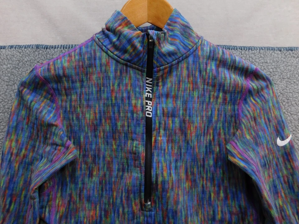 Nike Pro Hyperwarm Rainbow Static Long Sleeve Pullover 1/4 Zip Athletic M - Image 2 of 4