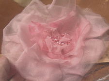vintage millinery 1960s hand rolled flower rose 6" pink silk 1pc USA