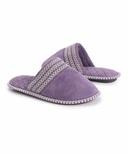 Muk Luks Purple  White Cathy Scuff Slipper - Women Size: 7-8
