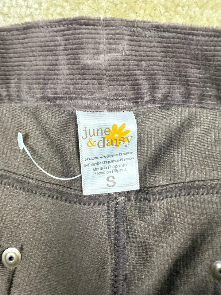 Leggings elásticos de pana para mujer June & Daisy talla pequeña marrón chocolate A449 Foto 3 de 4