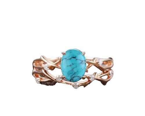 Goro's Go Rose Turquoise Flat Punched Ring Silver Gold BGA126 Used