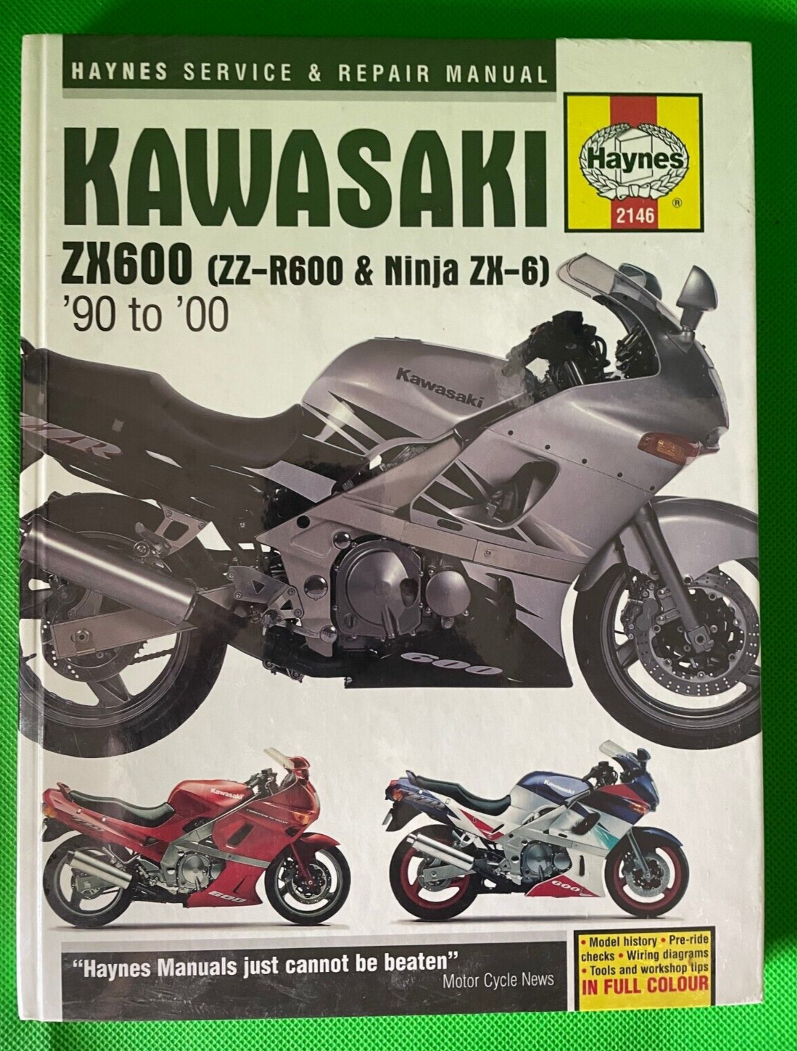 HAYNES ""HARDBACK"" MOTORCYCLE WORKSHOP MANUAL - KAWASAKI ZX-600 (ZZ-R600 & NINJA)