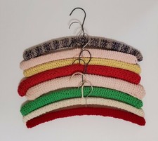 Vintage Handmade Knit Crochet Covered Clothes Hangers Various Colors Lot of 8