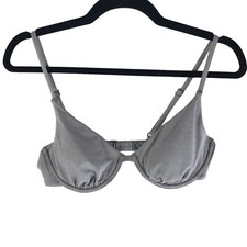 Andie Swim Sicily Bikini Top Underwire Glitter Metallic Silver M