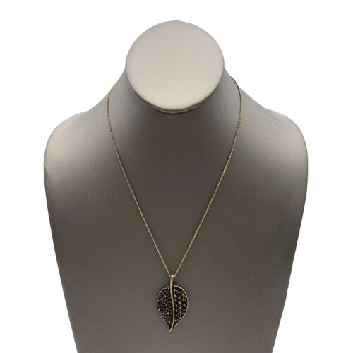 SAQ For AVON Antique Bronze Tone Openwork Leaf Pendant Necklace 17+ Inch