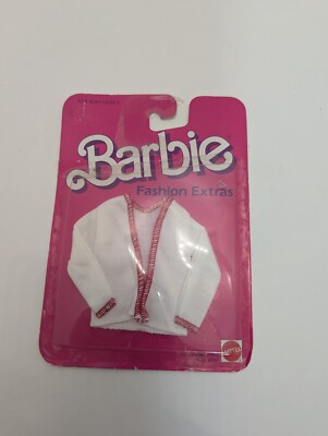 Vintage 1984 Barbie Fashion Extras White Jacket Mattel 7958  Blister Pack 