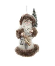 Glass FROST SANTA With Brown Fur Trim Christmas Ornament, by Kurt Adler