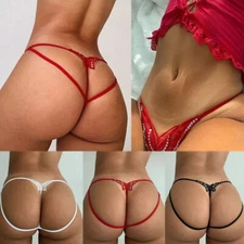 3 Pack Lot Sexy Women Lace Thong G-string Crotchles Panties Lingeries Underwear