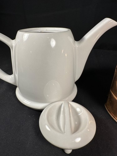 Old Dutch Teapot~ VTG Copper Ceramic Tea Pot w/ Insulation Sleeve Warmer cover - Picture 9 of 13