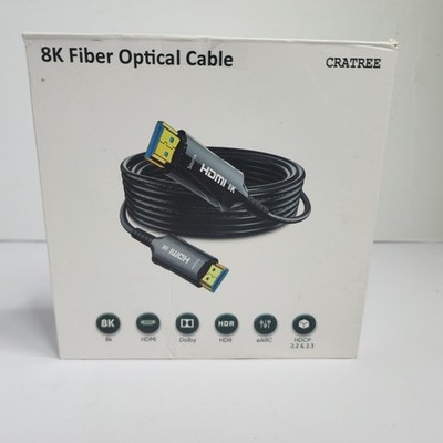 50ft. Cratree 8K Fiber Optic HDMI Cable Ultra High Speed 48Gbps 2.1 eARC HDR10
