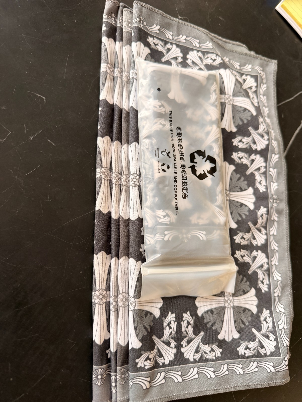 Lot of 5 Chrome Hearts Black And White Pocket Square/ Sunglasses Square thumbnail 2