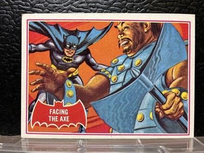 1966 TOPPS BATMAN RED BAT CARD #6A FACING THE AXE DC Comic Card