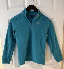 Spyder Turquoise 1/4 Zip Fleece Sweater Sweatshirt Kids Sz L 14/16 Pullover Ski